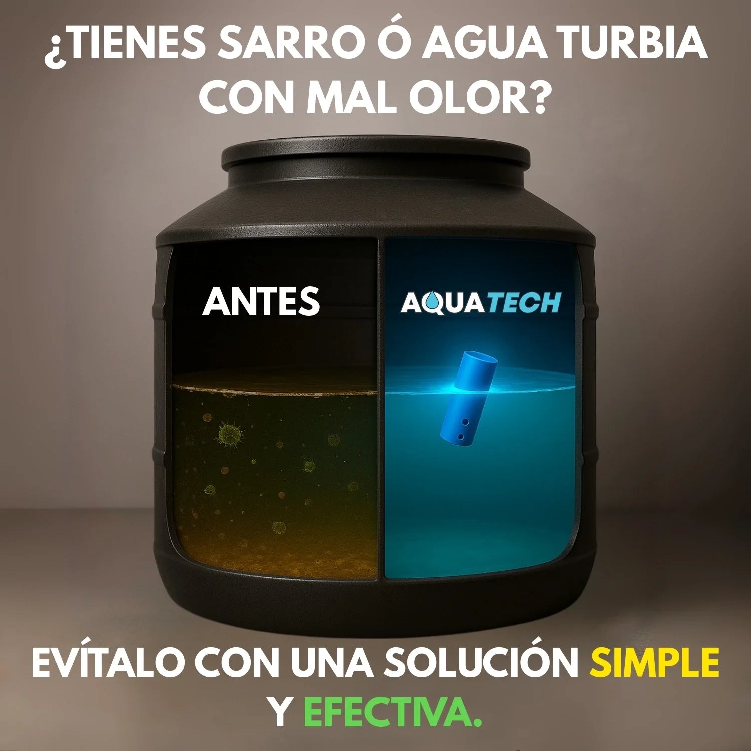 Sistema Dual Antisarro y Desinfectante Para Tinaco de 450 a 1,100 L
