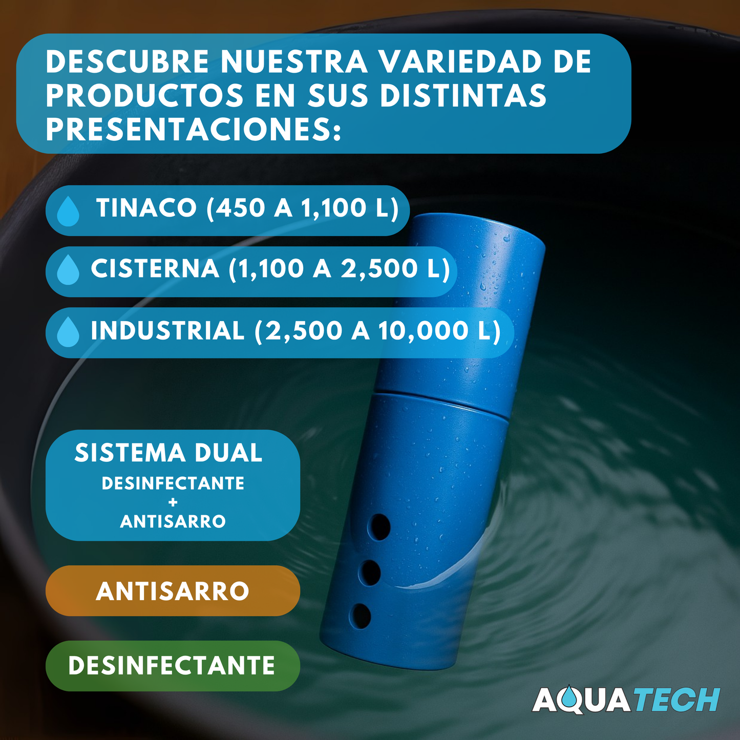 Sistema Antisarro para Tinaco de 450 a 1,100 L