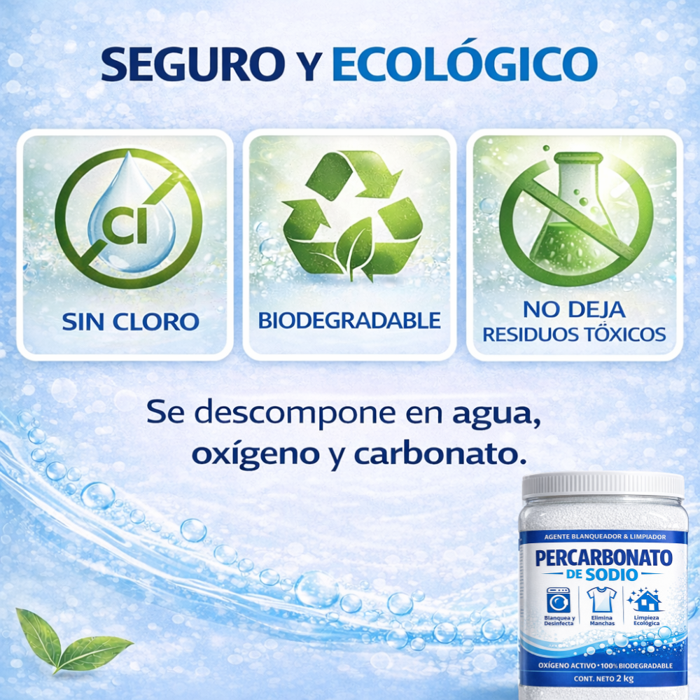 Percarbonato de Sodio 2 Kg | Oxígeno Activo en Polvo para Limpieza