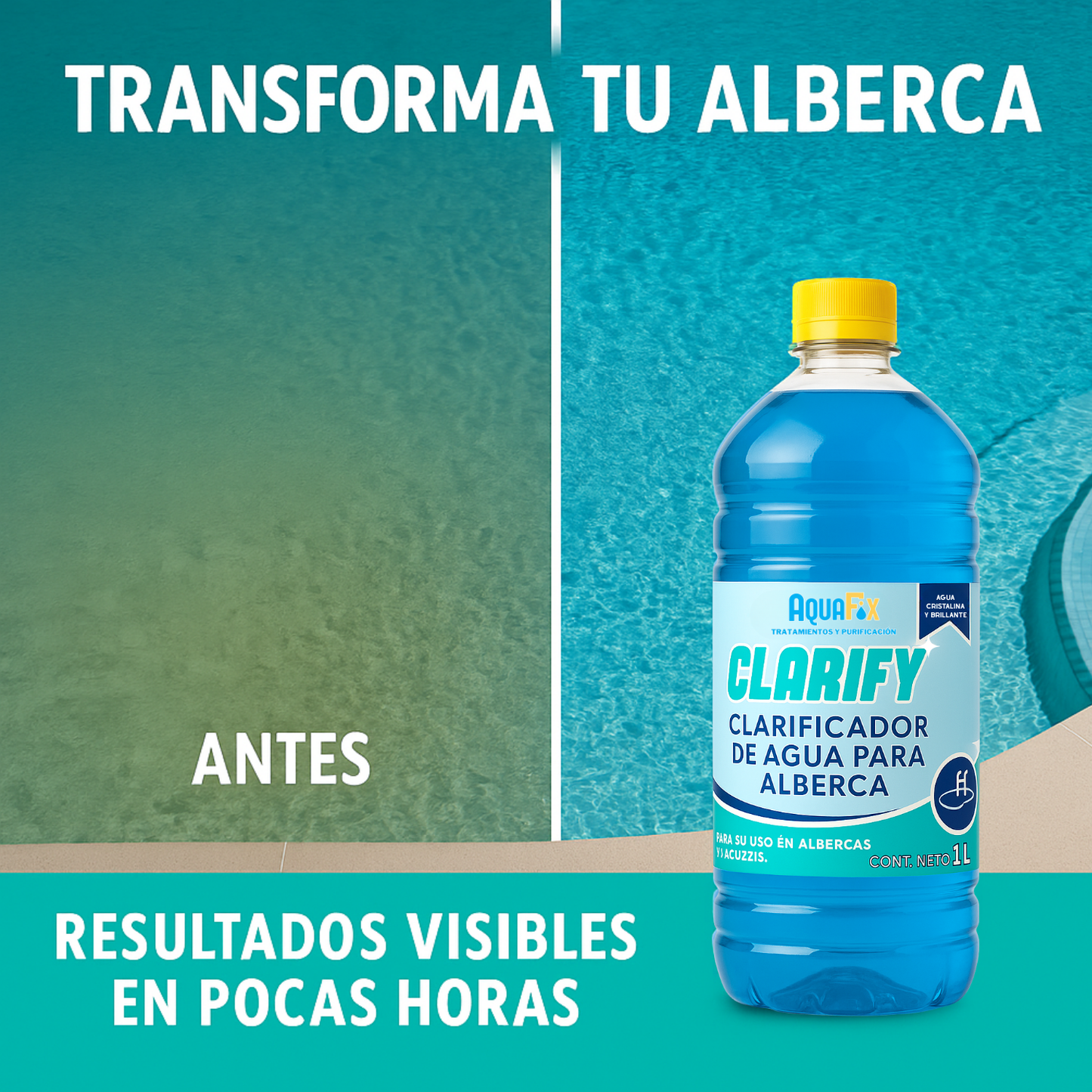 Clarificador para Albercas y Piscinas Clarify 1L. Tratamiento Profundo