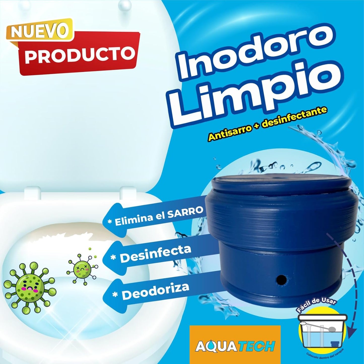 WC Limpio Sistema Antisarro y Desinfectante de Inodoro 2 Meses