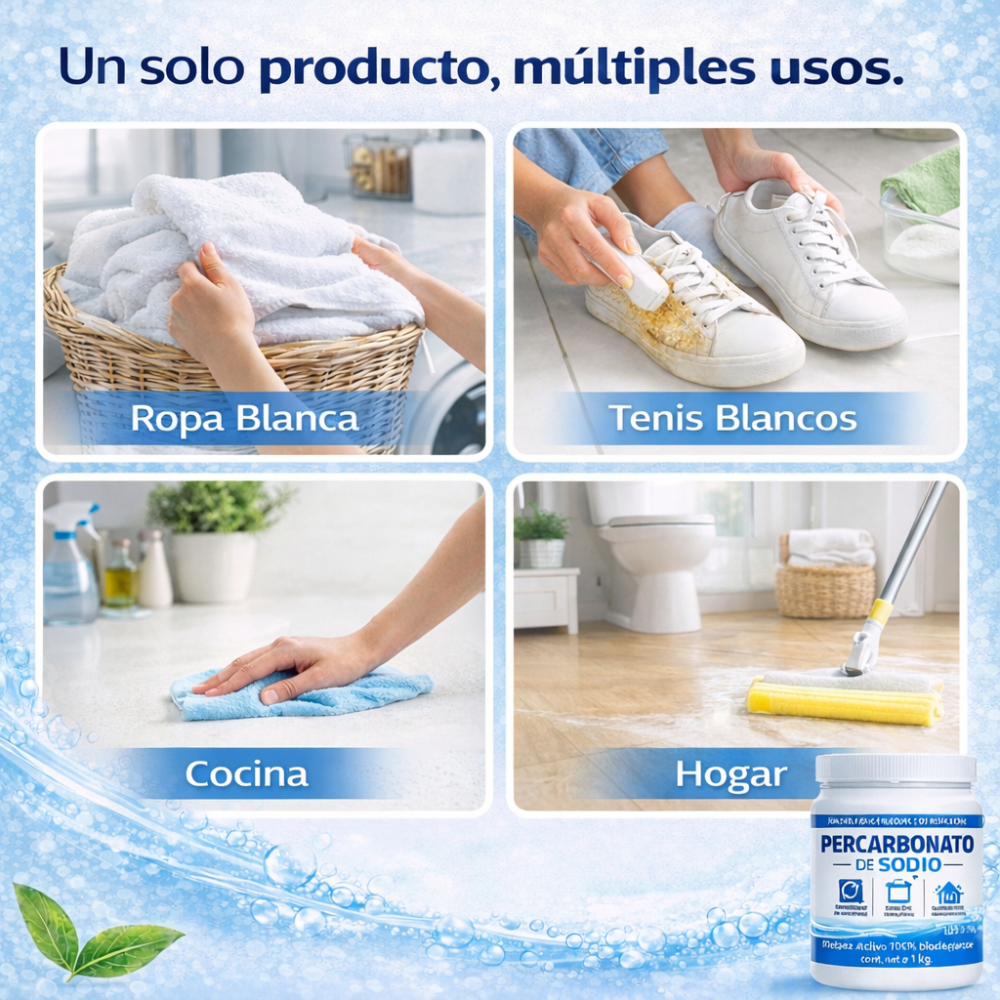 Percarbonato de Sodio 1 Kg | Oxígeno Activo en Polvo para Limpieza