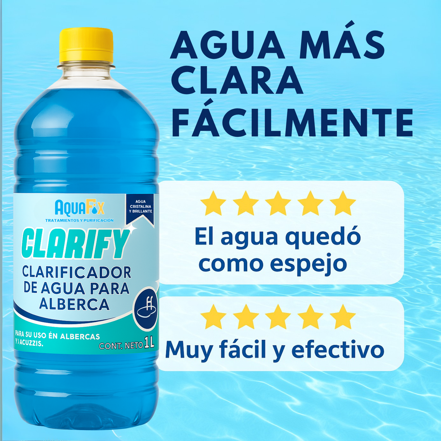 Clarificador para Albercas y Piscinas Clarify 1L. Tratamiento Profundo