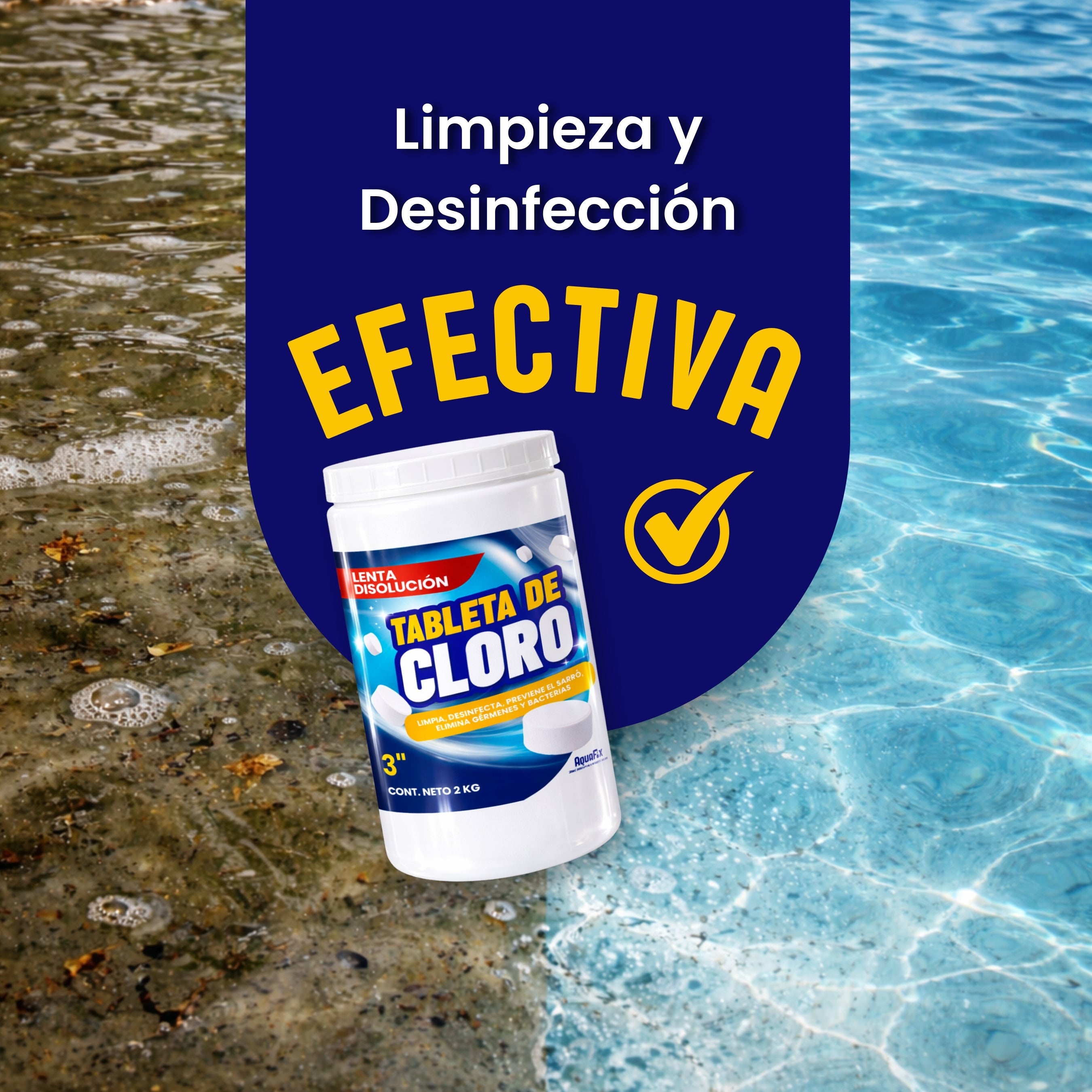 2Kg Tabletas Tricloro 3'' (200 G c/u) para Albercas, Jacuzzis