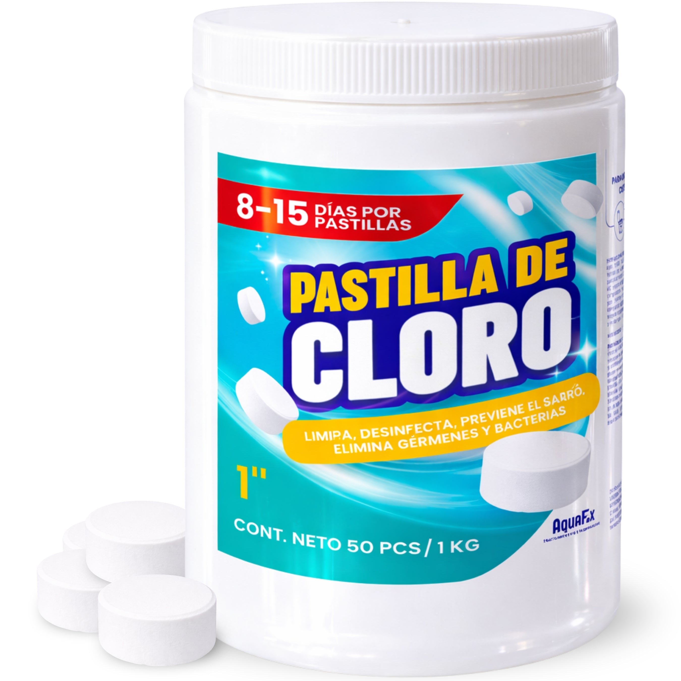 50 Pastillas de Tricloro 1'' para Albercas, Jacuzzis, Depósitos