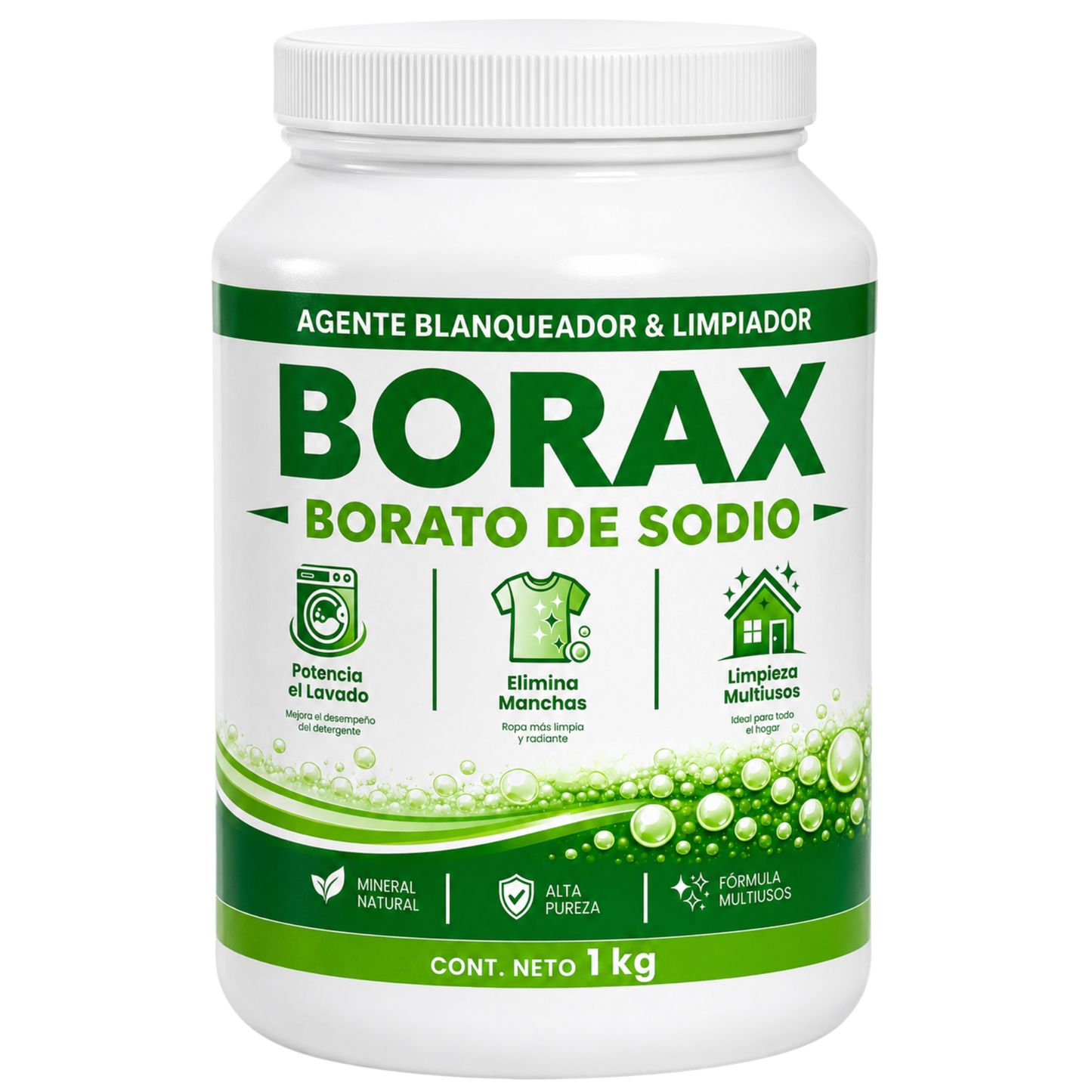 Bórax en Polvo 1 kg Borato de Sodio Pentahidratado 99.94% de Alta Pureza