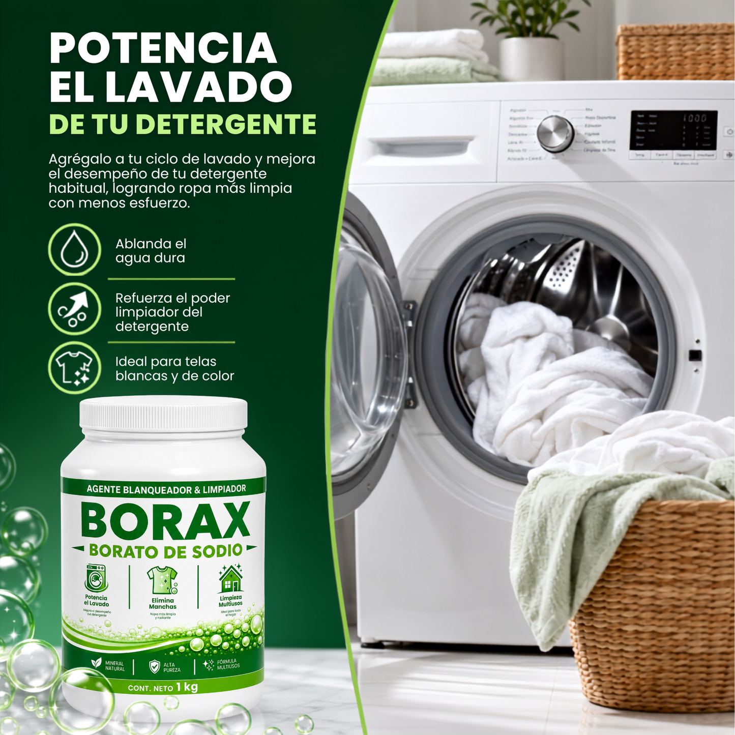 Bórax en Polvo 1 kg Borato de Sodio Pentahidratado 99.94% de Alta Pureza
